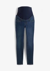 Jeansy ciążowe skinny z bawełną organiczną. Niebieskie jeansy bonprix, bez wzorów, z bawełny. Za 169.99 zł.