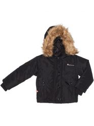 Peak Mountain Parka w kolorze czarnym rozmiar: 104. Czarne płaszcze Peak Mountain, bez wzorów, bez kaptura. Za 154.43 zł.