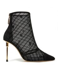 Elisabetta Franchi Botki SA-57L-47E2-V680 Czarny. Czarne botki Elisabetta Franchi, bez wzorów, z materiału, bez obcasa, na szpilce, bez zapięcia. Za 2,569.00 zł.