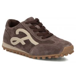 Skórzane półbuty damskie sneakersy zamszowe brązowe Filippo DP7961. Brązowe półbuty wsuwane Filippo, bez wzorów, ze skóry, sportowe, bez obcasa. Za 209.99 zł.