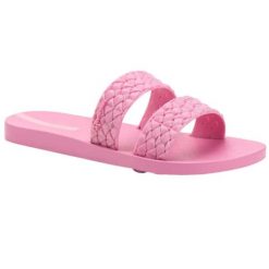 Klapki basenowe damskie Ipanema Renda II. Czerwone klapki Ipanema, bez wzorów, z jeansu, eleganckie, bez obcasa, bez zapięcia. Za 73.99 zł.