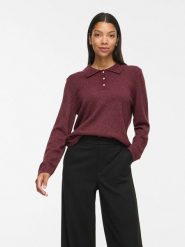 Vila Sweter "Ril" w kolorze bordowym rozmiar: XL. Czerwone swetry Vila, xl, bez wzorów, bez ramiączek. Za 134.95 zł.