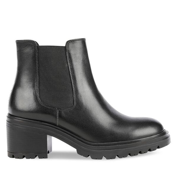 Sztyblety Geox. Czarne botki Geox, bez wzorów, bez obcasa, na słupku, bez zapięcia. Za 549.99 zł.
