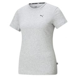 Damska koszulka z małym logo Puma. Szare t-shirty sportowe Puma, bez wzorów, bez ramiączek. Za 186.00 zł.