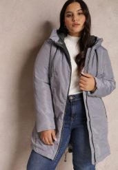Szara Kurtka Parka z Kapturem Relli. Szare kurtki Renee, plus size, bez wzorów, klasyczne, z kapturem. W wyprzedaży za 188.99 zł.