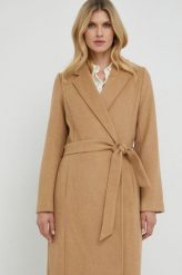Guess płaszcz wełniany kolor beżowy przejściowy. Brązowe płaszcze Guess, m, z aplikacjami, z wełny, klasyczne, bez kaptura. W wyprzedaży za 819.99 zł.