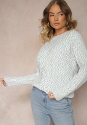 Jasnoniebieski Sweter z Wełną w Klasycznym Stylu Zentina. Niebieskie swetry Renee, na zimę, l, bez wzorów, z wełny, casualowe, bez ramiączek. Za 49.99 zł.