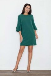 Zielona Elegancka Sukienka z Hiszpańskim Rękawem. Zielone sukienki Figl, l, bez wzorów, z materiału, eleganckie, bez kołnierzyka, bez ramiączek. Za 269.00 zł.