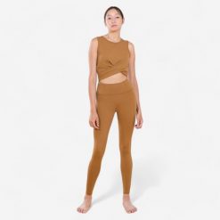 Legginsy do jogi damskie Kimjaly Premium. Brązowe legginsy KIMJALY, bez wzorów, z elastanu, biznesowe, długie. Za 149.99 zł.
