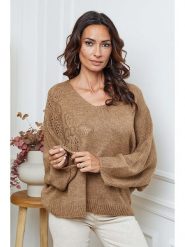 So Cachemire Sweter "Arobaz" w kolorze jasnobrązowym rozmiar: M. Brązowe swetry So Cachemire, m, bez wzorów, ze splotem, bez ramiączek. Za 187.96 zł.