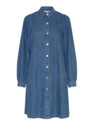 MOSS COPENHAGEN Sukienka dżinsowa w kolorze niebieskim rozmiar: M. Niebieskie sukienki Moss Copenhagen, na co dzień, m, bez wzorów, z bawełny, bez kołnierzyka, bez ramiączek, midi, proste. Za 176.50 zł.