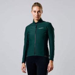 Deep Winter wodoodporna i wiatroszczelna kurtka kolarska. Zielone kurtki do biegania ACELERA, na zimę, l, bez wzorów, z materiału, bez kaptura, rowerowe. Za 289.99 zł.