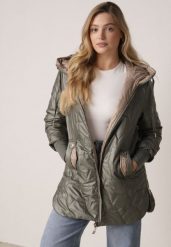 Zielona Pikowana Kurtka Przejściowa z Kapturem i Bocznymi Suwakami Mado. Zielone kurtki Born2be, l, bez wzorów, z jeansu, klasyczne, z kapturem. Za 159.99 zł.