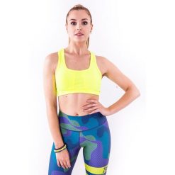 Stanik do biegania damski 2skin LUMINES FLUO. Żółte biustonosze sportowe 2SkIN, bez wzorów, z elastanu, do biegania. Za 75.00 zł.