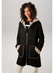 Aniston Płaszcz przejściowy w kolorze czarnym rozmiar: 36. Czarne płaszcze Aniston, bez wzorów, bez kaptura. Za 131.43 zł.