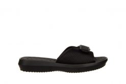 Klapki Azaleia Lucia Soft Comfy Tam Black 198033, Czarny, Materiał. Czarne klapki Azaleia, bez wzorów, z materiału, bez obcasa, bez zapięcia. W wyprzedaży za 99.00 zł.