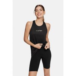Bluzka fitness damska heat Cardiobunny na ramiączka. Czarne bluzki Cardio Bunny, bez wzorów, sportowe, bez kołnierzyka, bez ramiączek. Za 29.99 zł.