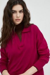 G-Star Raw sweter wełniany damski kolor różowy lekki. Czerwone swetry G-Star Raw, l, bez wzorów, z dzianiny, retro, bez ramiączek. W wyprzedaży za 362.99 zł.