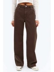 Monki Dżinsy - Comfort fit - w kolorze brązowym rozmiar: W28. Brązowe jeansy Monki, z aplikacjami, ze skóry, klasyczne, z podwyższonym stanem. Za 70.24 zł.