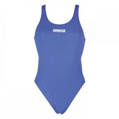 Strój kąpielowy damski jednoczęściowy Arena Solid. Niebieskie stroje jednoczęściowe Arena, bez wzorów, sportowe. Za 149.99 zł.