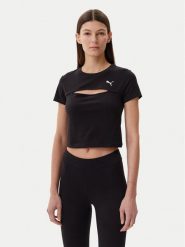 Puma T-Shirt Ess Cut-Out 631164 Czarny Slim Fit. Czarne t-shirty Puma, xl, bez wzorów, z bawełny, bez kołnierzyka, bez ramiączek. Za 79.99 zł.