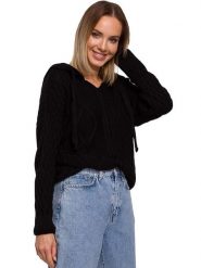 Made of emotion Bluza w kolorze czarnym rozmiar: S/M. Czarne bluzy Made Of Emotion, m, bez wzorów, ze splotem, bez ramiączek, z kapturem. Za 162.87 zł.
