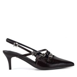 Sandały JENNY. Brązowe sandały Jenny, bez wzorów, bez obcasa, na szpilce, bez zapięcia. Za 129.99 zł.