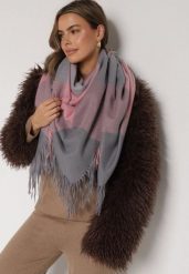 Różowo-Szary Szalik Bellaern. Czerwone szaliki i kominy Born2be, bez wzorów, z bawełny, eleganckie. Za 49.99 zł.