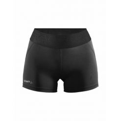 Szorty damskie Craft Essence Core. Czarne szorty sportowe Craft, bez wzorów, z dżerseju, do biegania. Za 145.90 zł.