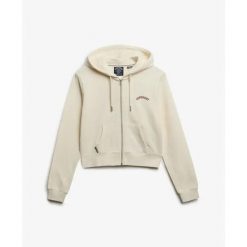 Bluza damska z kapturem Superdry Essential. Białe bluzy Superdry, xl, bez wzorów, prążkowane, eleganckie, bez ramiączek, z kapturem. Za 380.20 zł.
