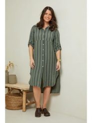 Curvy Lady Lniana sukienka w kolorze khaki rozmiar: 44/46. Brązowe sukienki Curvy Lady, bez wzorów, ze lnu, klasyczne, bez kołnierzyka, bez ramiączek, midi. Za 136.45 zł.