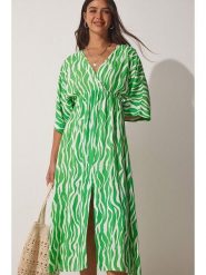 Happiness Istanbul Sukienka w kolorze zielonym rozmiar: 36. Zielone sukienki Happiness Istanbul, bez wzorów, z wiskozy, bez kołnierzyka, bez ramiączek, midi, rozkloszowane. Za 65.54 zł.