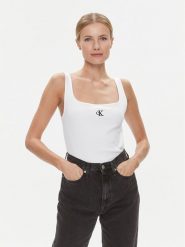 Calvin Klein Jeans Top J20J223192 Biały Relaxed Fit. Białe topy Calvin Klein Jeans, xxl, bez wzorów, z bawełny, bez kołnierzyka, bez ramiączek. Za 89.99 zł.