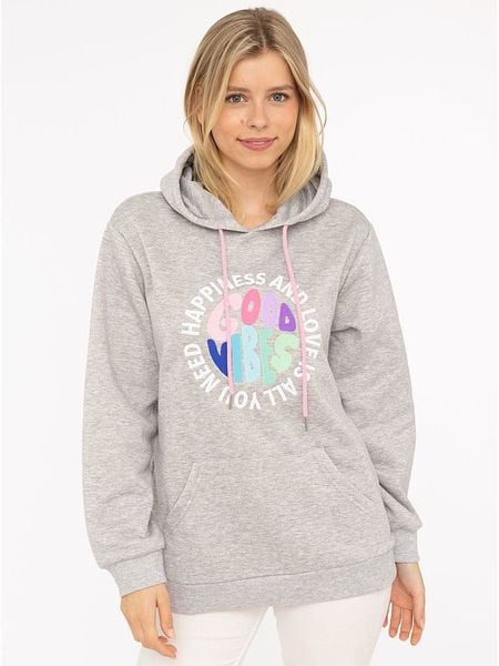 Zwillingsherz Bluza "Happiness and Love" w kolorze szarym rozmiar: L/XL. Szare bluzy z kapturem Zwillingsherz, l, bez wzorów, z kapturem. Za 197.17 zł.