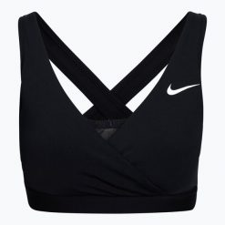 Biustonosz do karmienia Nike Swoosh Bra. Czarne biustonosze sportowe Nike, bez wzorów. Za 129.99 zł.
