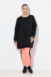 Damskie Długi sweter nadrukowany napis okrągły dekolt długi rękaw. Czarne swetry Ulla Popken, plus size, bez wzorów, z bawełny, sportowe, plus size, bez ramiączek. Za 279.99 zł.