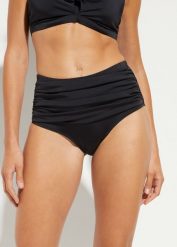 Modelujące figi bikini, High Waist, lekki stopień modelowania sylwetki. Czarne bikini bonprix, bez wzorów. Za 77.99 zł.