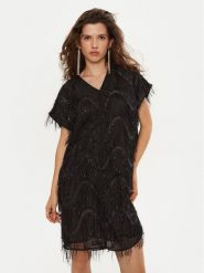 Bruuns Bazaar Sukienka koktajlowa Nellat BBW4197 Czarny Loose Fit. Czarne sukienki Bruuns Bazaar, bez wzorów, z syntetyku, wizytowe, bez kołnierzyka, bez ramiączek. Za 379.99 zł.