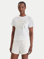 Guess T-Shirt E6GI00 I3Z14 Biały Regular Fit. Białe t-shirty Guess, l, z aplikacjami, z bawełny, bez kołnierzyka, bez ramiączek. Za 169.99 zł.