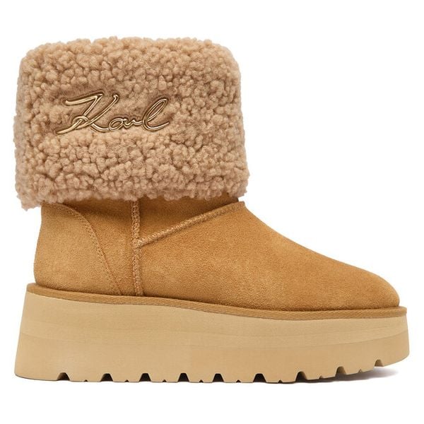 Śniegowce KARL LAGERFELD. Brązowe śniegowce KARL LAGERFELD, bez wzorów, bez zapięcia. Za 759.99 zł.