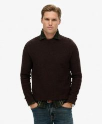Superdry Lekki sweter bawełniany o fakturze – krój relaxed. Brązowe swetry Superdry, xl, bez wzorów, z bawełny, klasyczne, bez ramiączek. Za 352.05 zł.