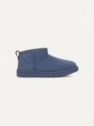 UGG Skórzane botki "Classic Ultra Mini" w kolorze niebieskim rozmiar: 40. Niebieskie botki UGG, bez wzorów, z wełny, bez obcasa, bez zapięcia. Za 660.43 zł.