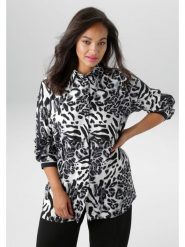 Aniston Bluzka w kolorze czarno-białym rozmiar: 44. Białe bluzki Aniston, bez wzorów, z wiskozy, bez kołnierzyka, bez ramiączek. Za 104.39 zł.
