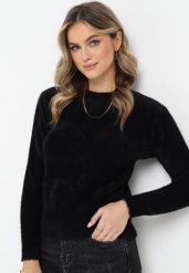 Czarny Puchaty Sweter Wełniany Helmintts. Czarne swetry Born2be, bez wzorów, z tkaniny, bez ramiączek. W wyprzedaży za 59.49 zł.