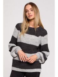 Made of emotion Sweter w kolorze szaro-antracytowym rozmiar: L/XL. Szare swetry Made Of Emotion, l, bez wzorów, ze splotem, bez ramiączek. Za 74.99 zł.