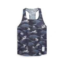 Damski wzorzysty tank top Puma Saysky. Niebieskie topy Puma, bez wzorów, sportowe, bez kołnierzyka, bez ramiączek. W wyprzedaży za 352.05 zł.