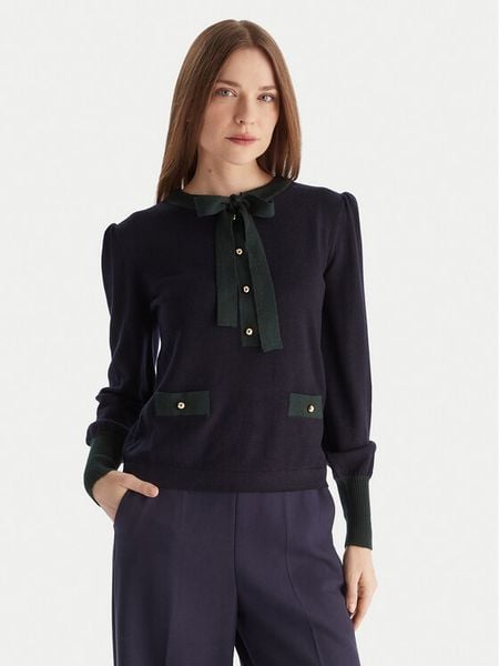 Luisa Spagnoli Sweter Maluma 100211 Granatowy Regular Fit. Niebieskie swetry Luisa Spagnoli, xl, bez wzorów, z wełny, bez ramiączek. Za 1,359.00 zł.