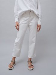 OPUS Dżinsy "Lani" - Comfort fit - w kolorze białym rozmiar: 38/L26. Białe jeansy Opus, l, z aplikacjami, ze skóry, klasyczne, z podwyższonym stanem. Za 158.84 zł.