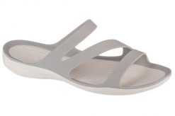 Klapki damskie Crocs Swiftwater. Szare klapki Crocs, bez wzorów, z materiału, bez obcasa, bez zapięcia. Za 199.99 zł.