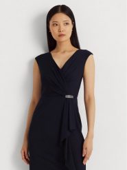 Lauren Ralph Lauren Sukienka koktajlowa 253906356001 Granatowy Regular Fit. Niebieskie sukienki Lauren Ralph Lauren, bez wzorów, z syntetyku, wizytowe, bez kołnierzyka, bez ramiączek. Za 749.99 zł.